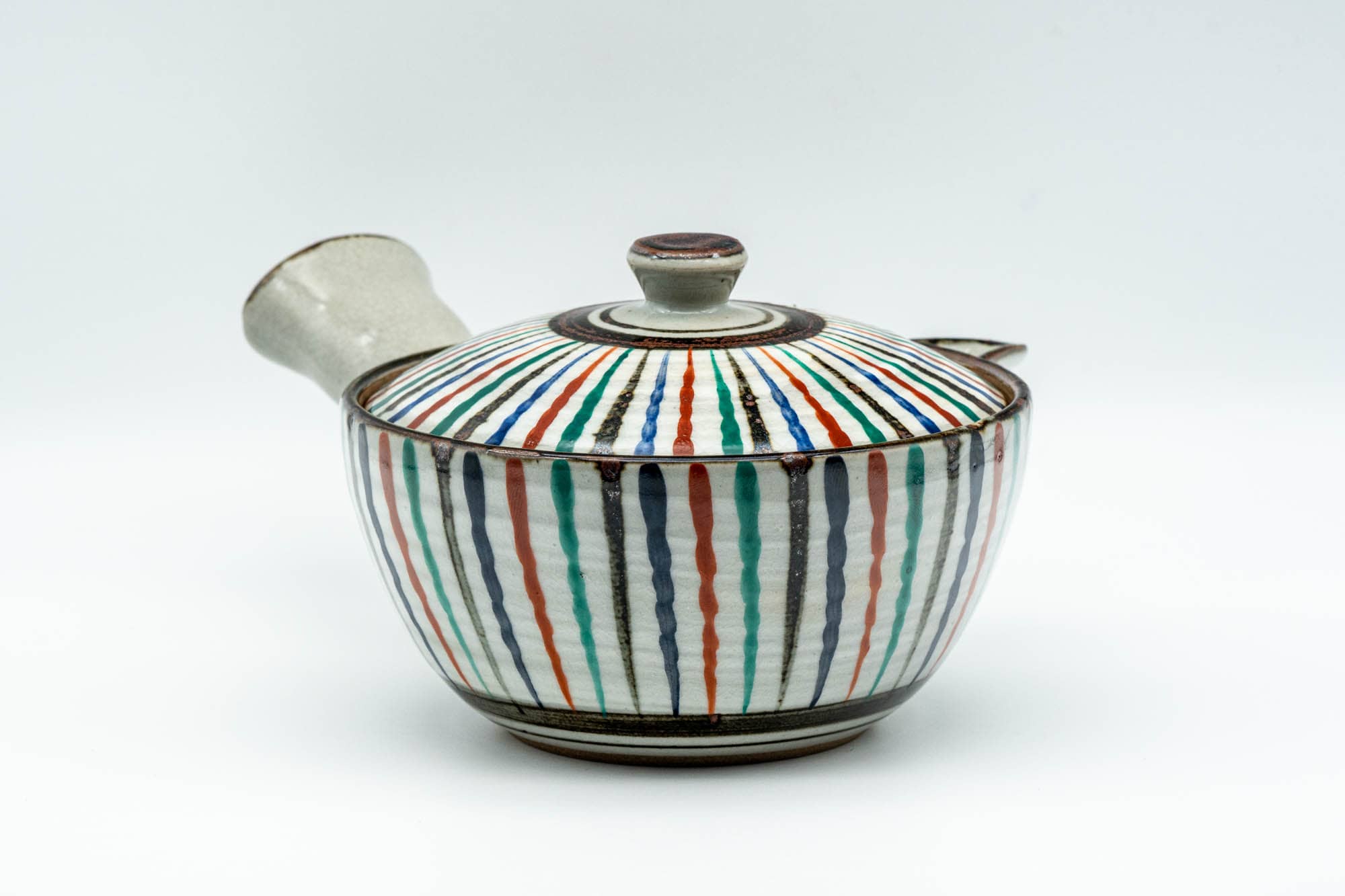 Japanese Kyusu - Multi-Coloured Stripes Do-ake Triangular-Spouted Teapot - 275ml - Tezumi