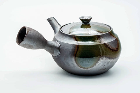 Japanese Kyusu - Green Ash Glazed Banko-yaki Mesh Teapot - 450ml