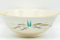 Japanese Matcha Bowl - Beige Gold Pond Leaves Kyo-yaki Summer Chawan - Juraku - 200ml - top-down view of the full interior decoration