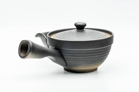 Japanese Kyusu - Black Matte Glazed Sasame Ceramic Filter Teapot - 400ml - Tezumi