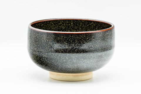 Japanese Matcha Bowl - Black Yellow Speckled Glazed Chawan - 250ml