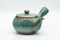 Tezumi — Japanese Kyusu - Green Teal Ceramic Debeso Teapot - 200ml — side view with the lid and side handle