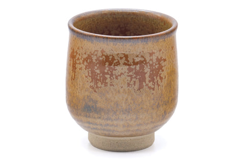 Japanese Teacups - Pair of Yellow Red Glazed Meoto Yunomi