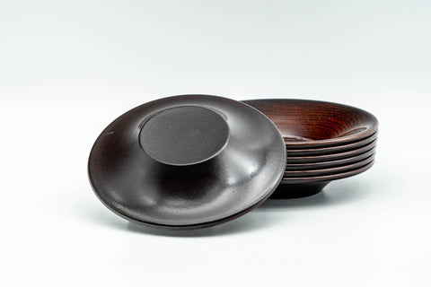 Japanese Chataku - Set of 7 Red Wood-Patterned Tea Coasters - Tezumi