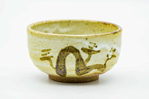 Japanese Matcha Bowl - Beige White Drip-Glazed Hantsutsu-gata Chawan - 300ml