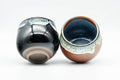 Tezumi — Japanese Teacups - Pair of Black and Red White Drip-Glazed Yunomi - 110ml — top-down view of the interior