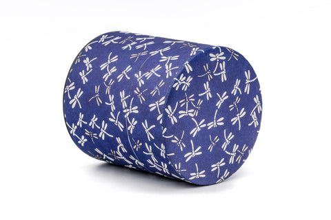 Blue White Dragonflies Washi Tea Canister - 150g