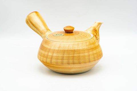 Japanese Tea Set - Yellow Blue Floral White Inner-Glazed Arita-yaki Kyusu Teapot with Katakuchi Water Cooler and 5 Yunomi Teacups