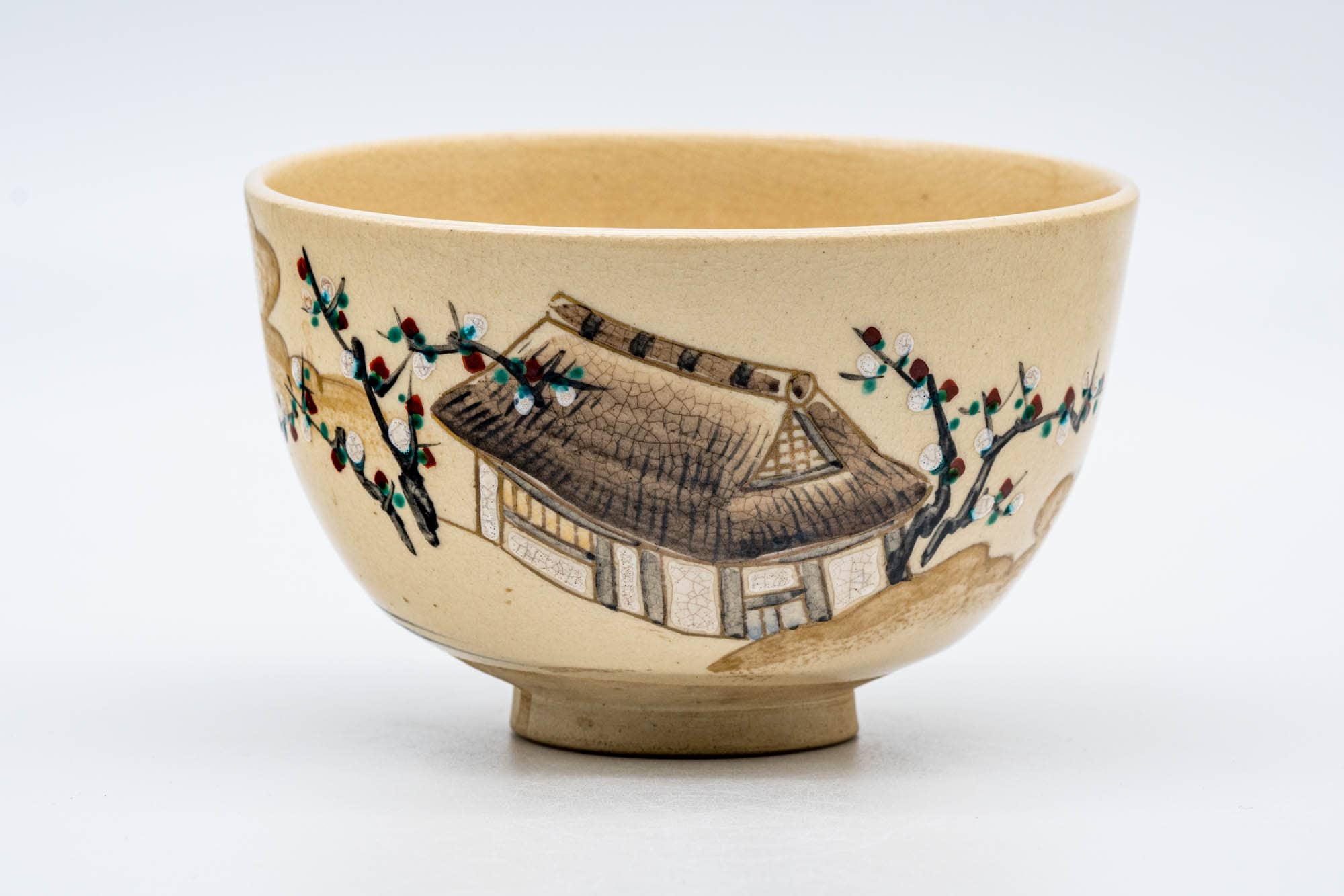 Japanese Matcha Bowl - Thatched Roof House Landscape Kyo-yaki Chawan - 250ml