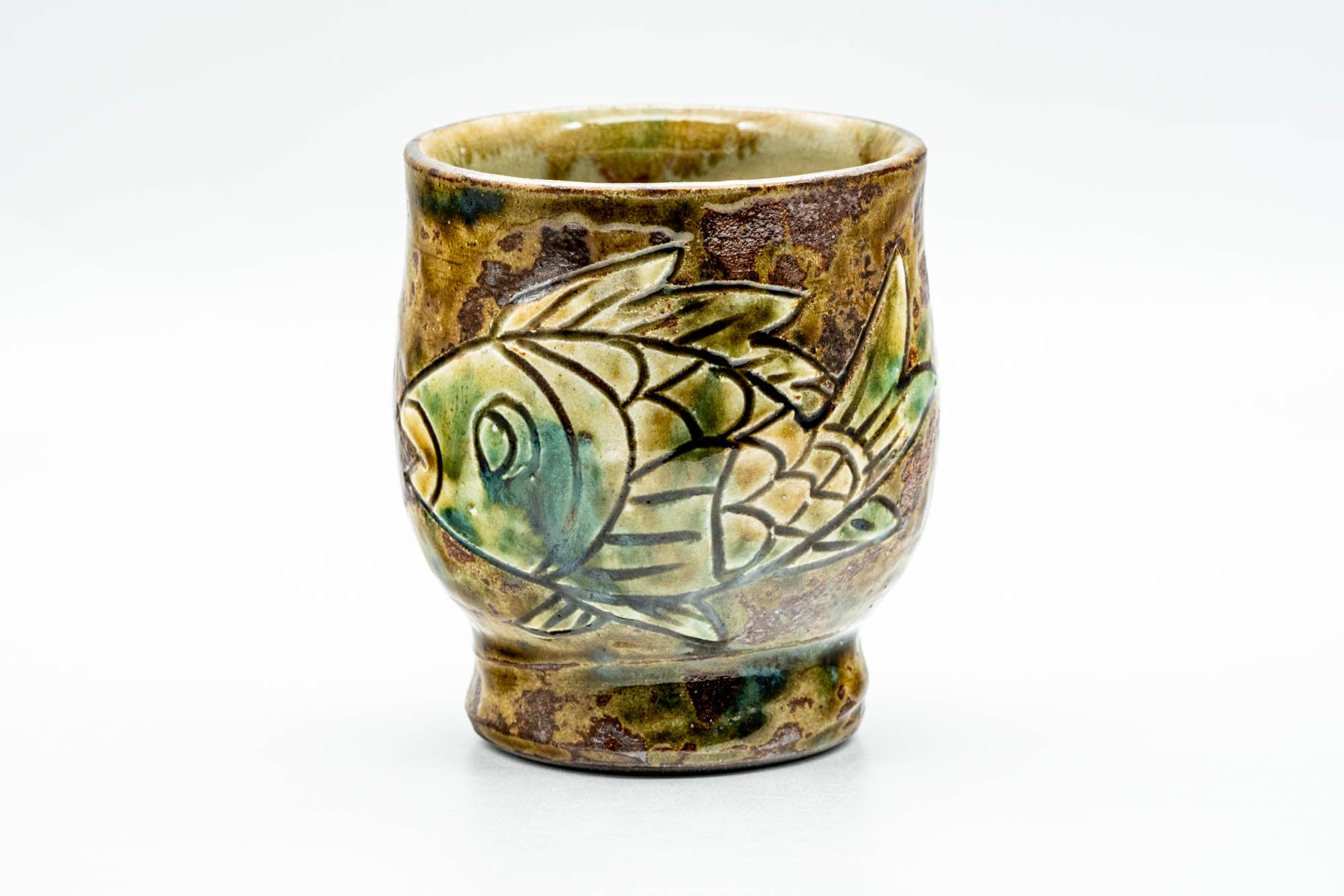 Japanese Teacup - Exotic Fish Engraved Yunomi - 160ml