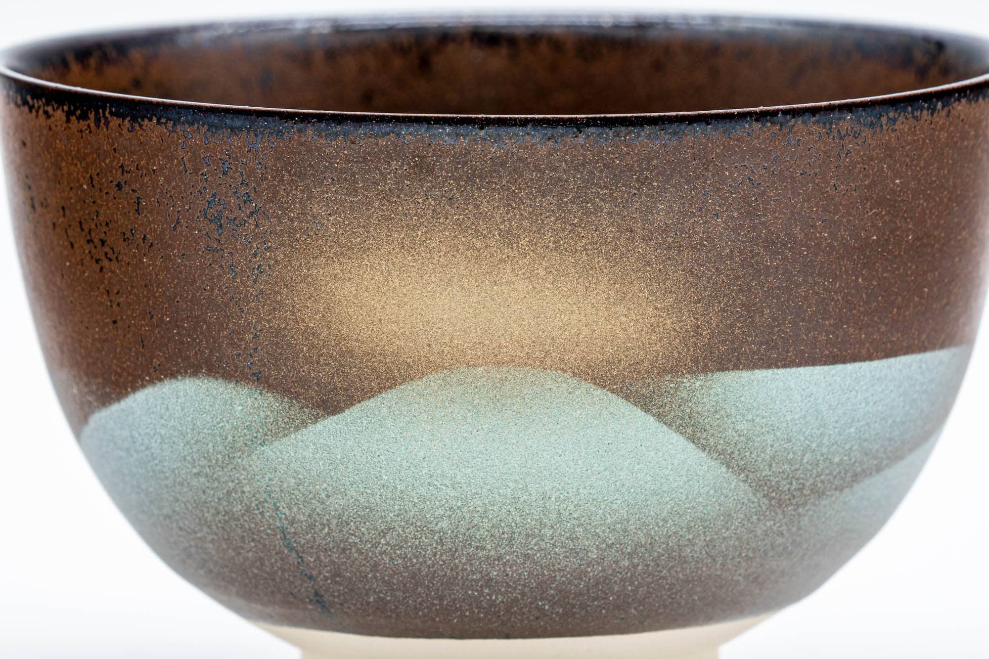 Japanese Matcha Bowl - Gold Blue Mountainous Kutani-yaki Chawan - 300ml