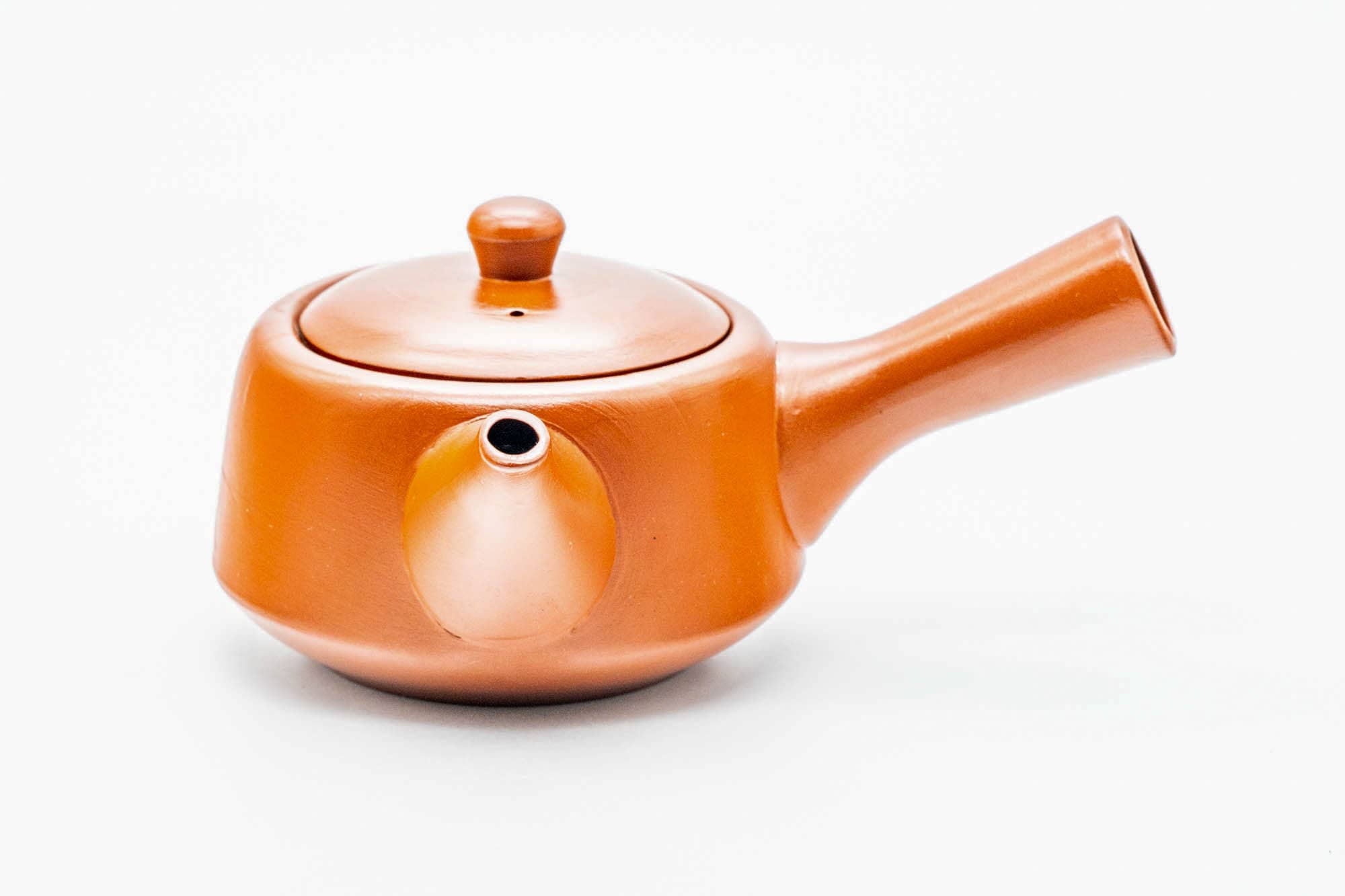 Japanese Kyusu - Bamboo Engraved Red Shudei Tokoname-yaki Ceramic Filter Teapot - 300ml