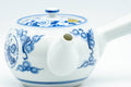 Tezumi — Japanese Kyusu - Flowers and Villagers Porcelain Arita-yaki Debeso Teapot - 300ml — side profile showing the spout and handle