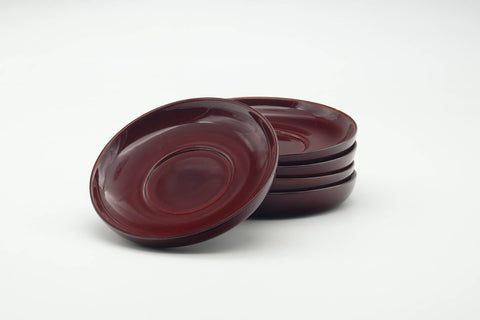 Japanese Chataku - Set of 5 Purple Lacquered Tea Coasters