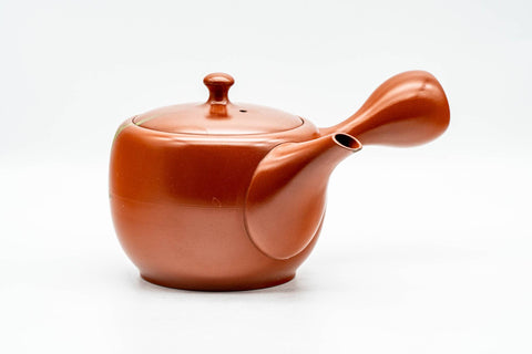 Japanese Kyusu - Large Red Shudei Tokoname-yaki Mesh Teapot - 400ml