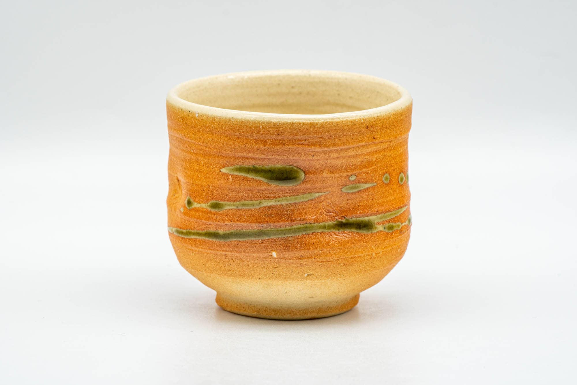 Japanese Teacup - Orange Green Streaking Glazed Yunomi - 120ml - Tezumi