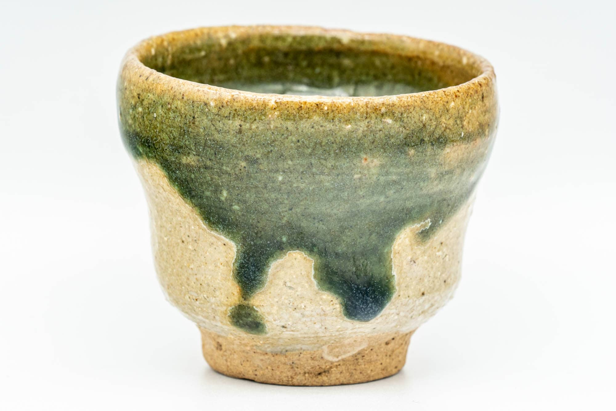 Japanese Teacup - Green Drip-Glazed Wabi Sabi Yunomi - 80ml - Tezumi