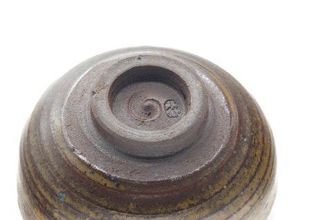 Japanese Matcha Bowl - Brown Yellow Drip-Glazed Chawan - 380ml