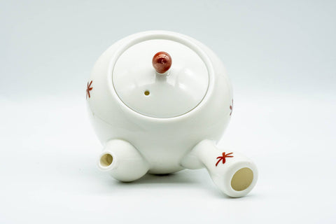 Japanese Kyusu - Red Stars White Porcelain Arita-yaki Teapot - 240ml