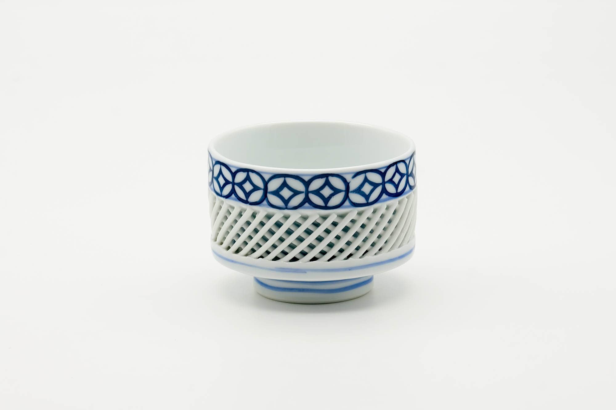 Japanese Teacup - Geometric Patterned Arita-yaki Yunomi - 80ml