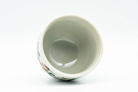 Japanese Teacup - White Chrysanthemums Kutani-yaki Yunomi - 120ml