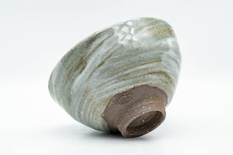 Japanese Matcha Bowl - Grey Hakeme Brush Glazed Ido-gata Chawan - 300ml - Tezumi
