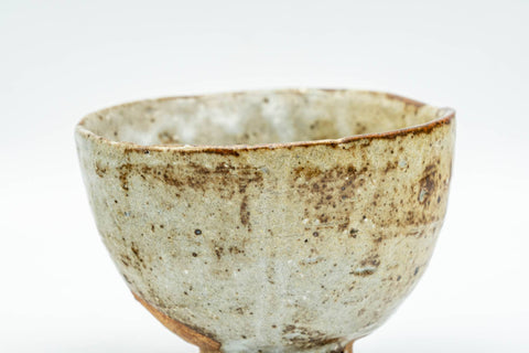 Tezumi — Japanese Teacup - Beige Textured Glazed Wabi Sabi Yunomi - 90ml — tipped to show the interior