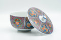 Japanese Teacup - Multi-coloured Geometric Arita-yaki Lidded Yunomi - 120ml - Tezumi