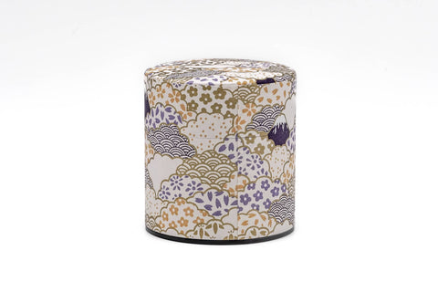 Mt. Fuji Floral Clouds Washi Tea Canister - 100g