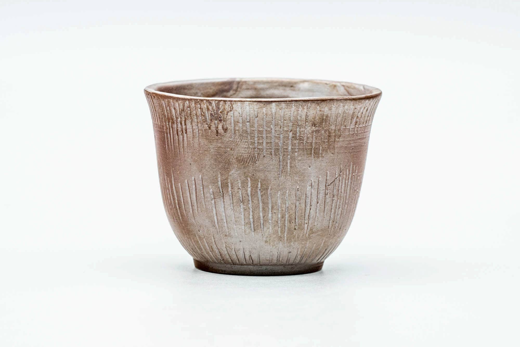 Japanese Teacup - Engraved Vertical Stripes Banko-yaki Yunomi - 75ml