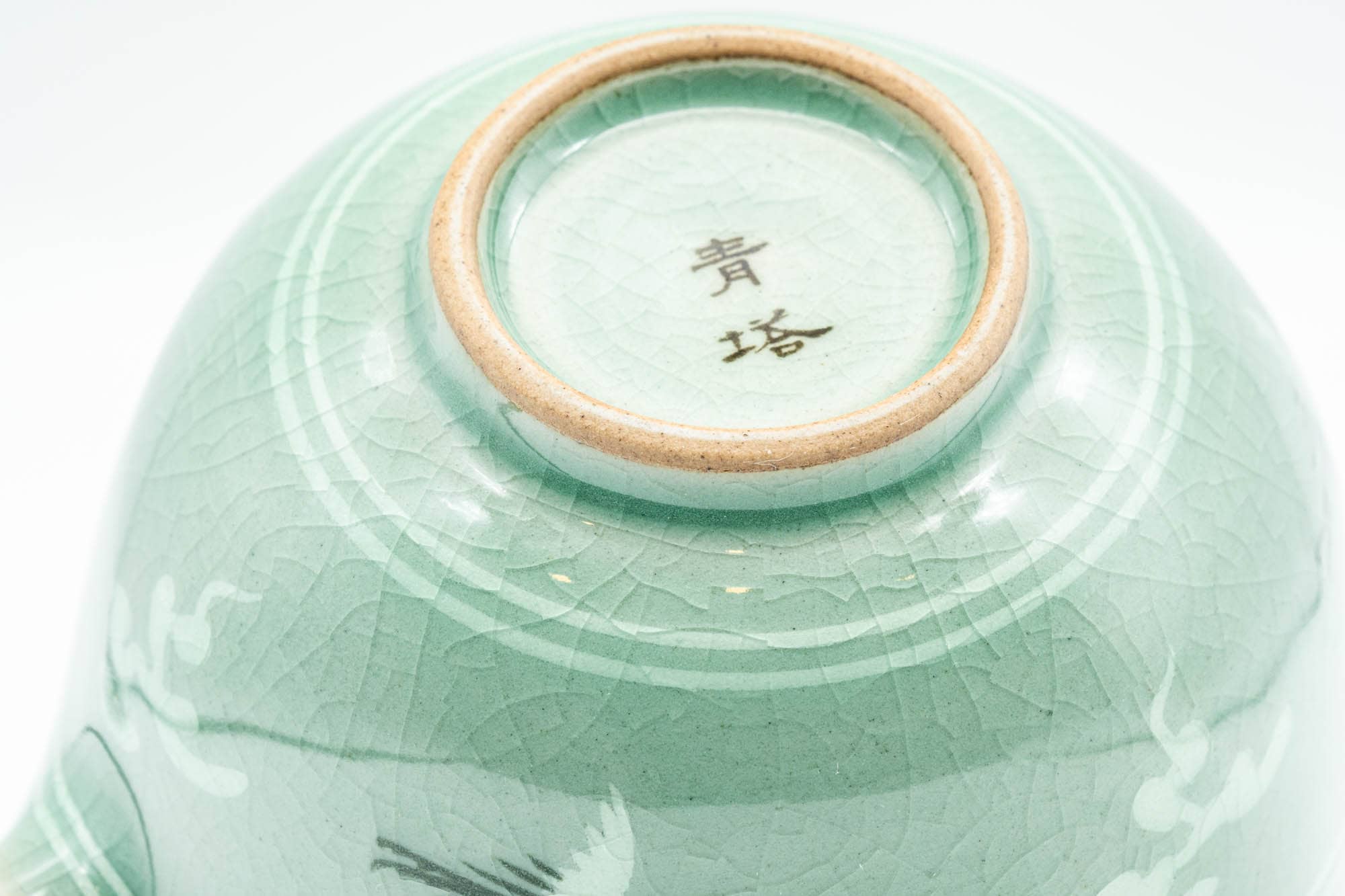 Korean Tea Set - Egret Green Celadon Katakuchi Water Cooler and 3 Guinomi Teacups