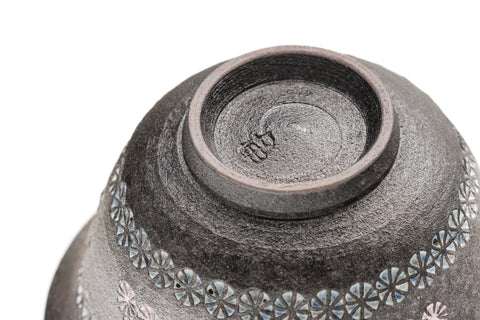 Ao-Mishima with Pink and Yellow Flowers Kiyomizu Yunomi - 100ml