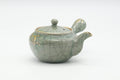 Tezumi — Japanese Kyusu - Golden Horse Green Celadon Glazed Obori Soma-yaki Porcelain Teapot - 200ml — side view with the lid and side handle