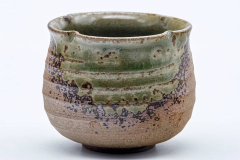 Tezumi — Japanese Teacup - Ash Glazed Floral-Shpaed Shigaraki-yaki Yunomi - 100ml — tipped to show the interior