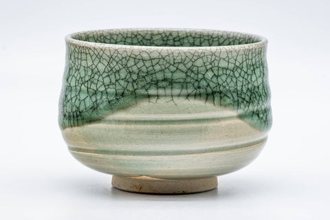 Japanese Matcha Bowl - 志隆窯 Shiryū Kiln - Crazed Celadon Glazed Obori Soma-yaki Chawan - 500ml