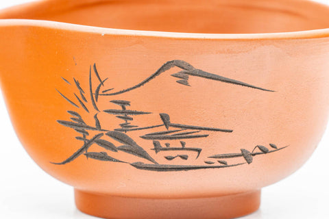 Tezumi — Japanese Katakuchi - Mountainous Engraved Tokoname-yaki Water Cooler - 100ml — closeup of the glaze