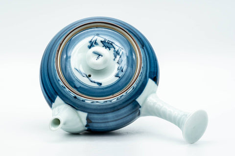 Tezumi — Japanese Kyusu - Blue Striped Village Arita-yaki Debeso Teapot - 300ml — interior view showing the filter