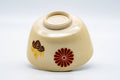 Tezumi — Japanese Matcha Bowl - Beige Floral Kyo-yaki Hantsutsu-gata Chawan - 300ml — top-down view of the interior