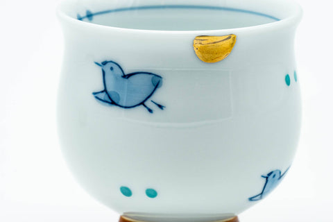 Japanese Teacup - Blue Bird Arita-yaki Yunomi - 100ml