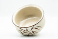 Japanese Kensui - Small Long Grass White Glazed Water Bowl - 300ml - angled view showing interior and rim