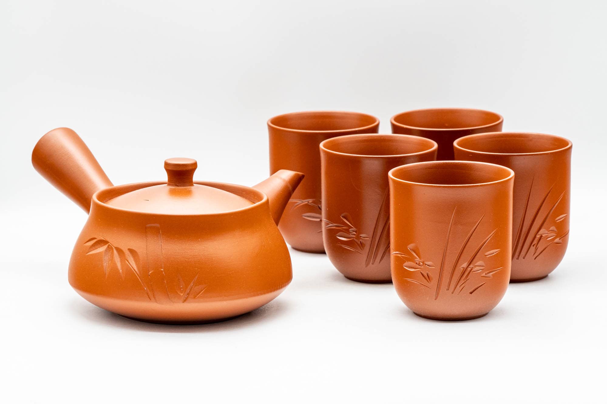 Tezumi Kutani-yaki Debeso Kyusu Teapot and Yunomi Teacups