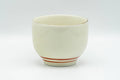 Japanese Teacup - Beige Red Chrysanthemums Kutani-yaki Yunomi - 130ml - plain reverse side with red banding