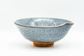Japanese Matcha Bowl - Floral Blue Shino Glazed Summer Chawan - 200ml - front view showing the floral motif
