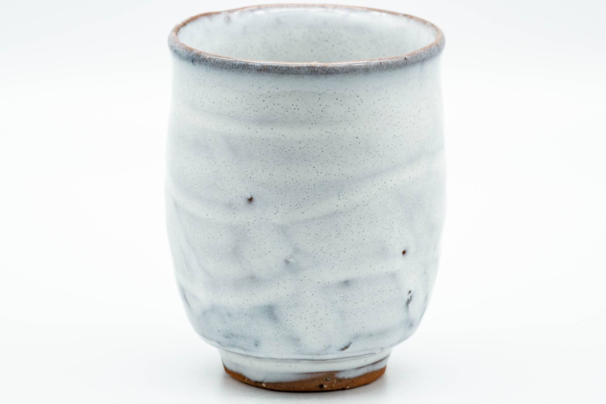 Japanese Teacups - Pair of Milky White Glazed Wavy Meoto Yunomi - Tezumi