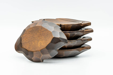 Japanese Chataku - Set of 5 Leaf-shaped Wooden Tea Saucers - Tezumi