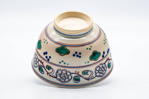 Tezumi — Japanese Matcha Bowl - Floral Geometric Trim Beni-Annan Chawan - 250ml — top-down view of the interior