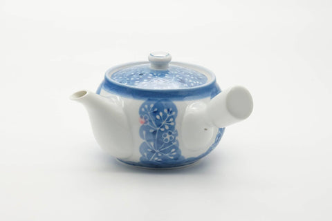 Japanese Tea Set - Blue Floral Arita-yaki Kyusu Teapot with 5 Yunomi Teacups