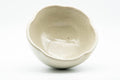 Japanese Matcha Bowl - Milky White Glazed Plum Blossom-shaped Chawan - 300ml - the bowl viewed from above showing the plum-blossom shaped rim