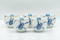 Tezumi — Japanese Tea Set - Blue Floral White Matte Glazed Arita-yaki Debeso Kyusu Teapot and 5 Yunomi Teacups — additional view