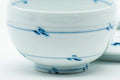 View into the teacup with the lid off, showing the blue motifs inside.